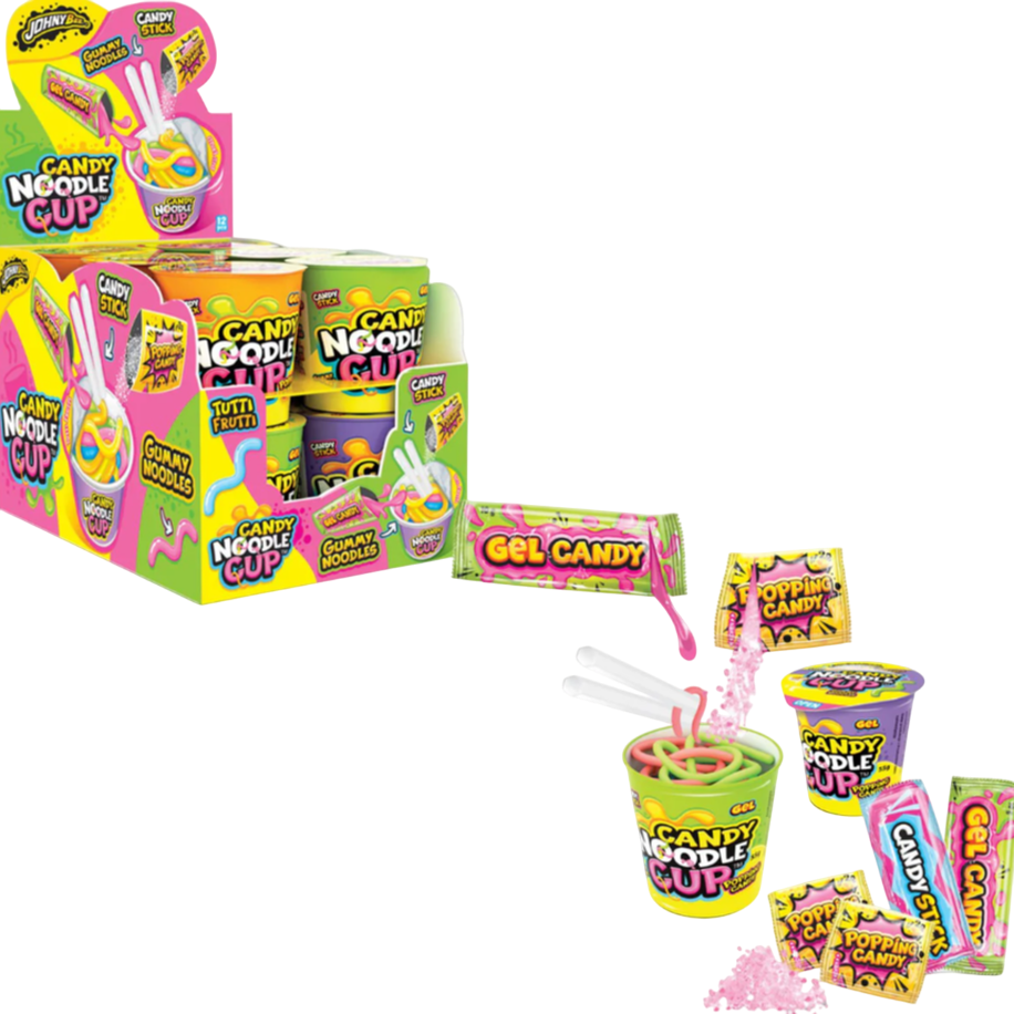 Мармелад+декстрозное драже+гель+шипучка Candy Noodle Cup 12шт, Johny Bee Мармелад+декстрозное драже+гель+шипучка Candy Noodle Cup 12шт, Johny Bee