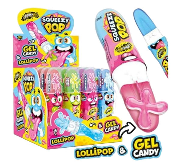Жидкая конфета-гель + леденец Squeezy Pop, 24шт Johny Bee