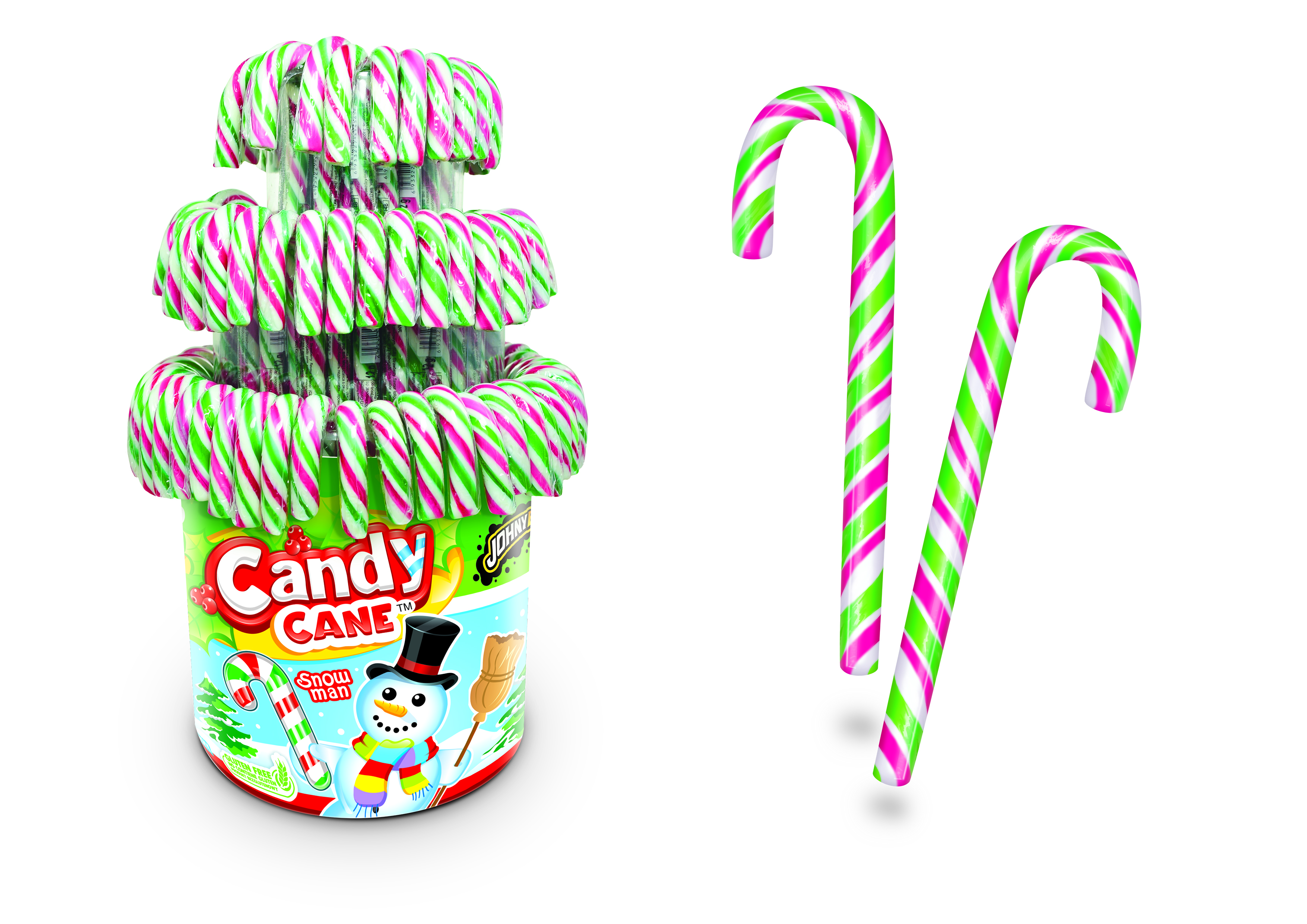 Леденец Трость 12г красно-бело-зеленая (Candy Cane) 100шт JohnyBee