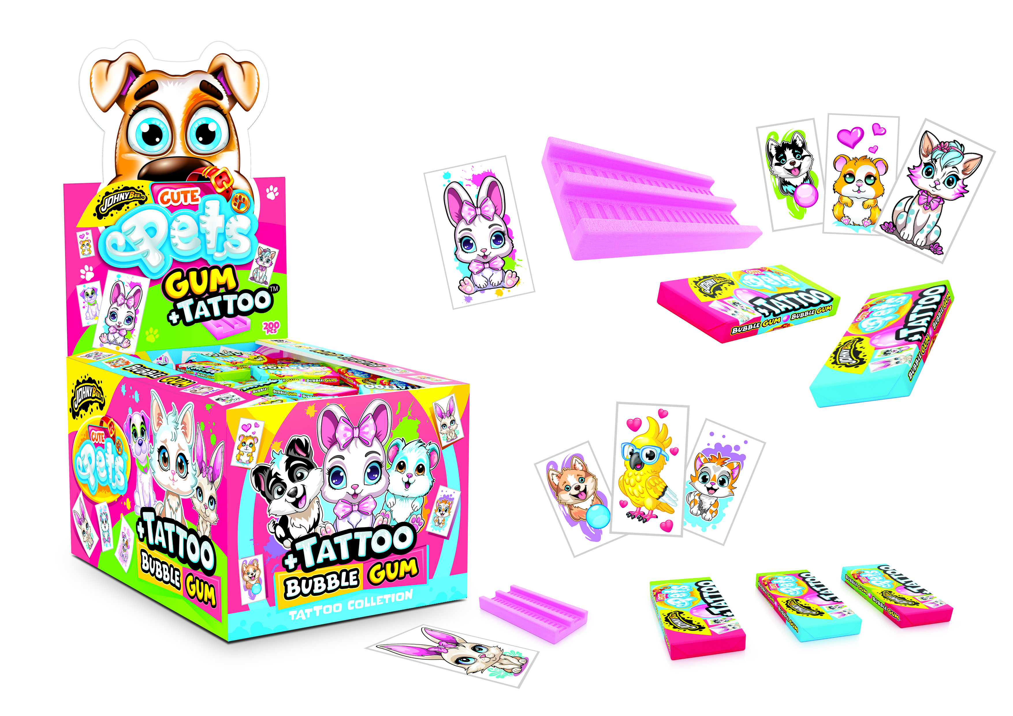 Ж. резинка Cute Pets с Тату Johny Bee 200шт БЛОК