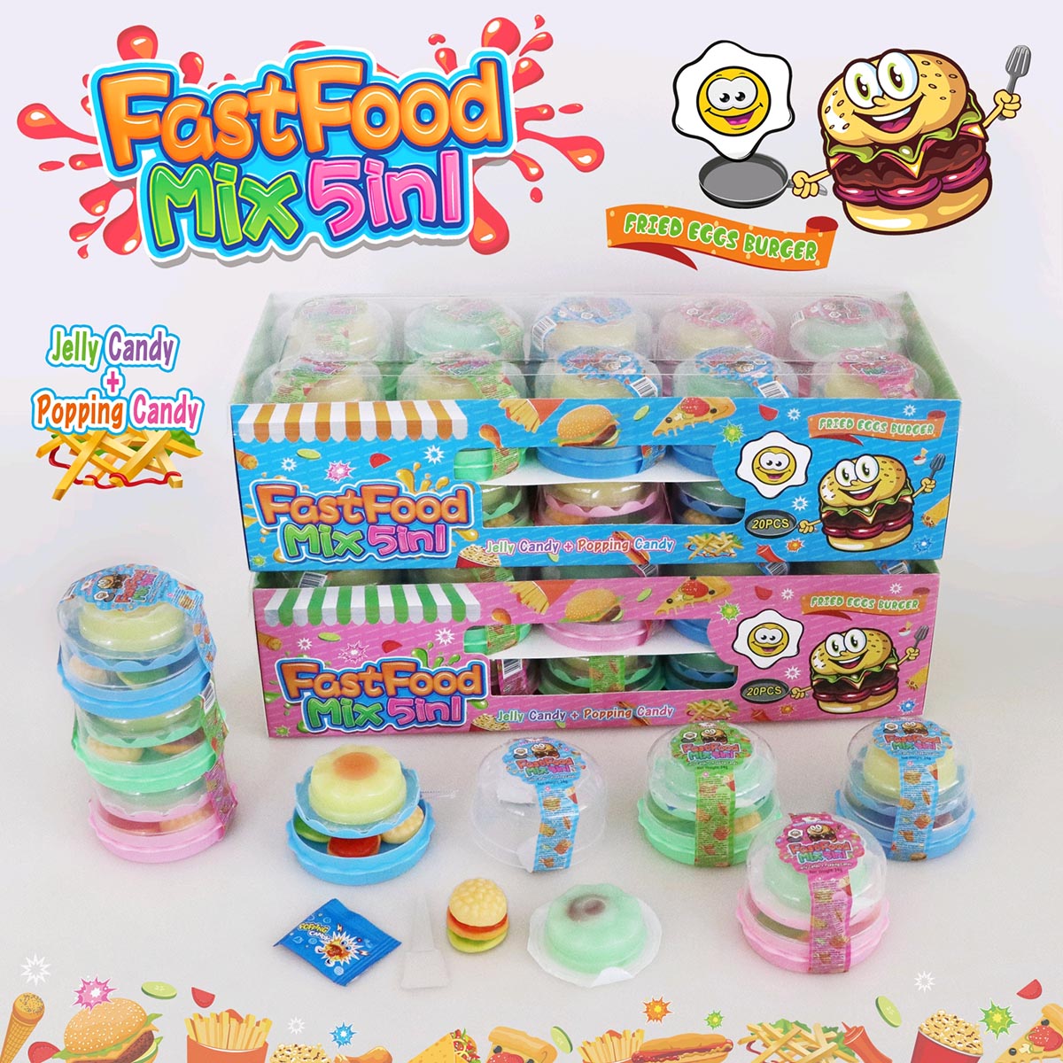 Мармелад+шипучка Fast Food jelly 5in1 12*20*24гр Мармелад+шипучка Fast Food jelly 5in1 12*20*24гр