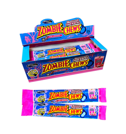 Жевательная конфета Zombie chews sour pink lemonade розовый Лемонад 24шт*20гр Жевательная конфета Zombie chews sour pink lemonade розовый Лемонад 24шт*20гр