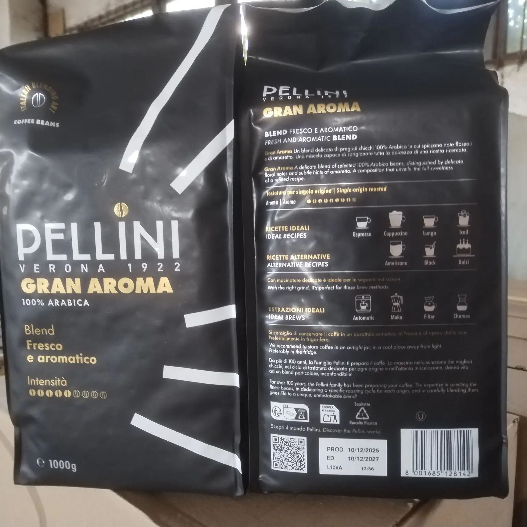 Кофе PELLINI 1кг GRAN AROMA в зернах, пакет *6шт