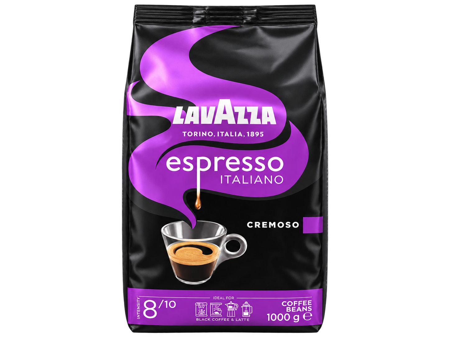 Кофе LAVAZZA 1кг ESPRESSO CREMOSO в зернах, пакет *6шт