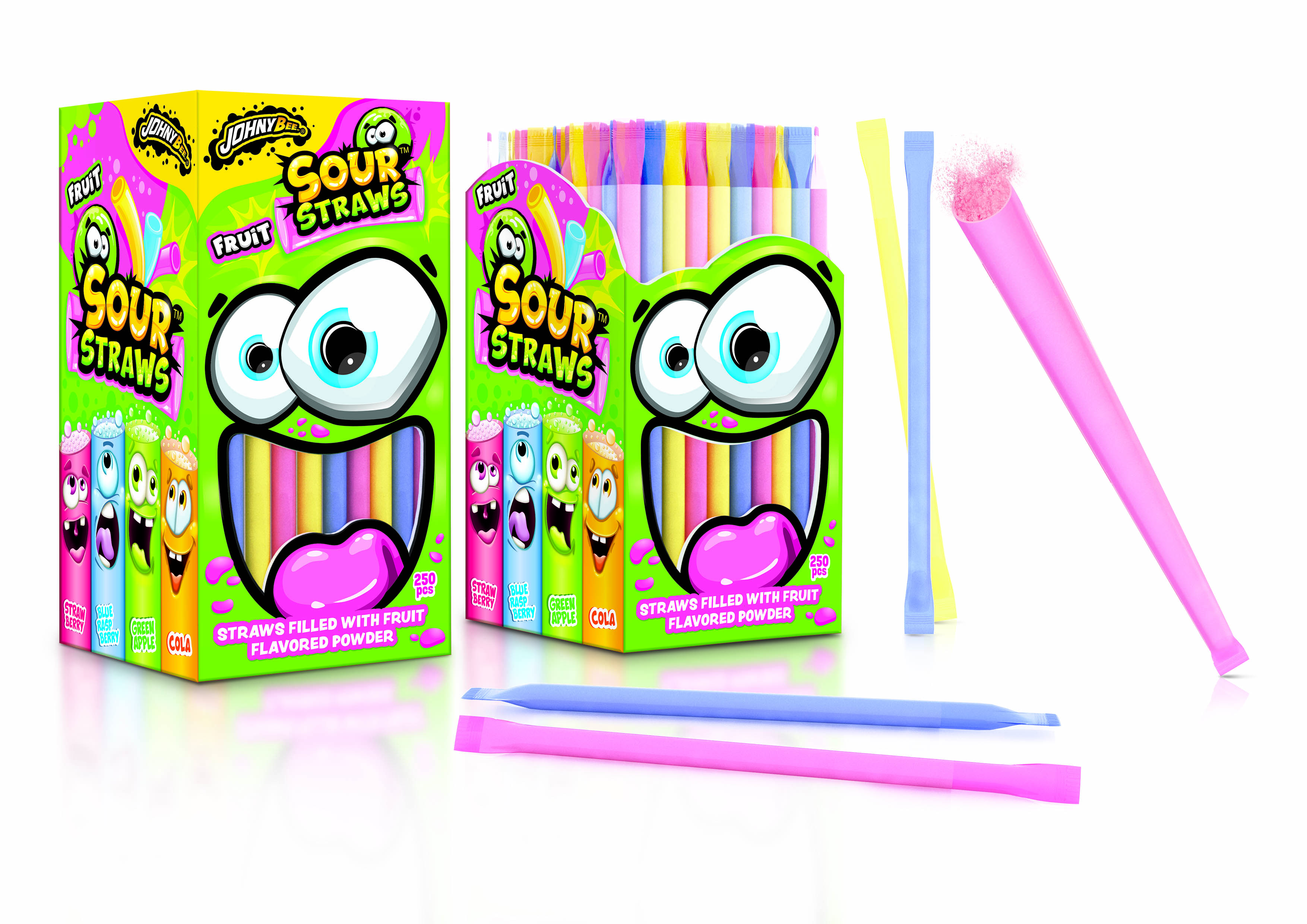 Шипучка в трубочке кислая фруктовая Fruit Starws Johny Bee 250 шт