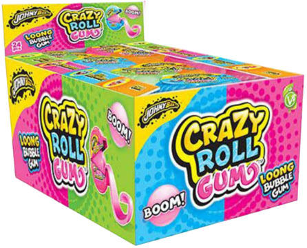 Ж. резинка Рулетка Crazy Roll 4 вкуса арбуз,клубника,яблоко,ежевика Johny Bee 24шт