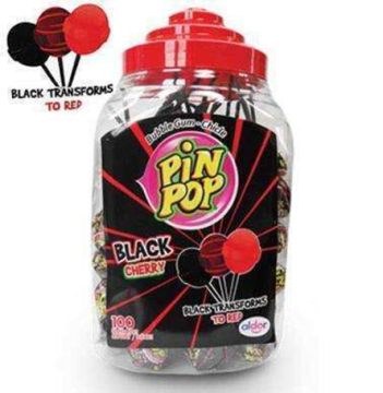 Леденец ALDOR Pin Pop Черная вишня (Black cherry) 100*17 гр. с жвачкой Johny Bee