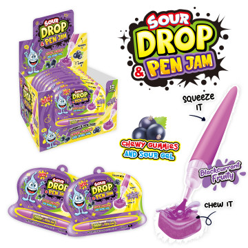 Жидкая карамель-гель + мармелад Blackcurrant Sour drop pen jam 12*12*55г Жидкая карамель-гель + мармелад Blackcurrant Sour drop pen jam 12*12*55г