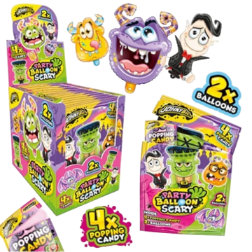 Шипучка + шары воздушные Страшилки (Party Balloon Scary) 16 шт, Johny Bee