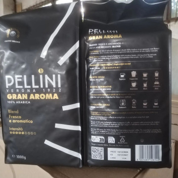 Кофе PELLINI 1кг GRAN AROMA в зернах, пакет *6шт