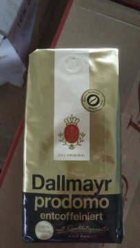 Кофе DALLMAYR PRODOMO ENTCOFFEINIERT 500г в зернах пакет 12 шт.