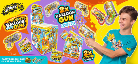 Шипучка + шары воздушные Сonfetti Gun 24шт, Johny Bee
