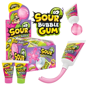 Ж. резинка в тюбике кислая Sour Bubble Squeeze, 24шт Johny Bee Ж. резинка в тюбике кислая Sour Bubble Squeeze, 24шт Johny Bee