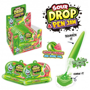 Жидкая карамель-гель + мармелад 55г кислый Арбуз drop pen jam 12*12 Жидкая карамель-гель + мармелад 55г кислый Арбуз drop pen jam 12*12